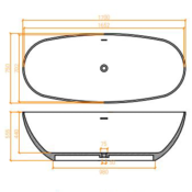 Bañera exenta solid surface Betacryl Lite 1700 X 750 X 555 mm ext.