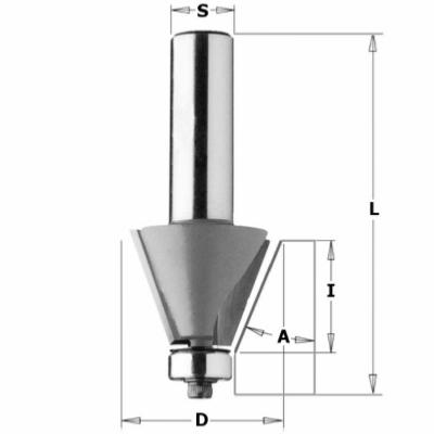 Fresa para biselar integración en Solid Surface A30º D38,5 I22 L71,1 S12 Coj. metal