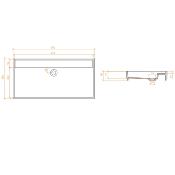 Lavabo solid surface top Betacryl R5 90 X 45 X 10 cm ext. Classic White