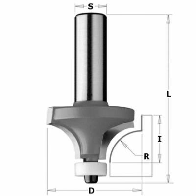 Fresa radio cóncavo Solid Surface R12,7 D38,1 I19,05 L66 S12 Coj. Nylon