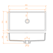 Lavabo solid surface Betacryl R10 57 X 28 X 12,4 cm Classic White