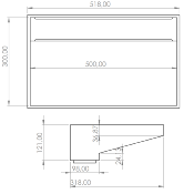 Lavabo solid surface Acrylic R2 50 X 30 X 12 cm desagüe oculto Standard White