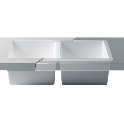 Fregadero Doble Solid Surface Betacryl 77 x 40 x 23 cm Classic White