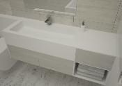 Lavabo solid surface Acrylic R20 85 X 30 X 10 cm Polar White