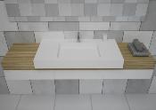 Lavabo solid surface Acrylic 50 X 35 X 9 cm desagüe oculto polar White