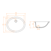 Lavabo solid surface Betacryl oval 42 X 33 X 14 cm int. Classic White