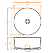 Lavabo solid surface top circular Betacryl Ø42 X 19 cm ext. Classic White