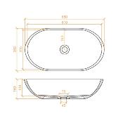 Lavabo solid surface top oval Betacryl 65 X 35 X 16 cm ext. Classic White