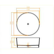 Bañera solid surface redonda Betacryl acrílico modificado Exenta D.1300 X 600 mm ext.