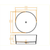 Bañera solid surface redonda Betacryl Lite exenta D.1300 X 600 mm ext.