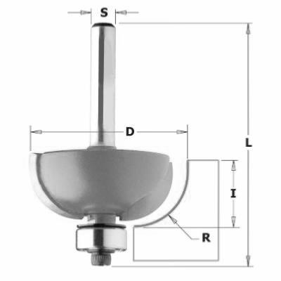 Fresa de radio convexo copete media caña Solid Surface R9,5 D31,7 I12,7 L60,5 S12 Coj. metal