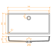 Lavabo solid surface Betacryl R7 71,5 X 33,3 X 8,1 cm Classic White