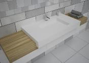 Lavabo solid surface Acrylic 50 X 35 X 9 cm desagüe oculto polar White