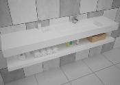 Lavabo solid surface Acrylic 85 X 30 X 11 cm desagüe oculto polar White