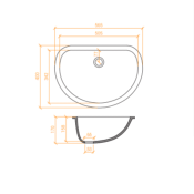 Lavabo solid surface Betacryl oval 50,5 X 34 X 15,8 cm int. Classic White