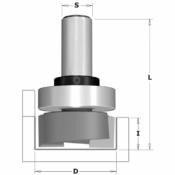 Fresa para ranurar en proceso integracion en Solid Surface D31,7 I12,7 L54 S12,7 Coj. Metal