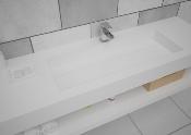 Lavabo solid surface Acrylic 85 X 30 X 11 cm desagüe oculto polar White